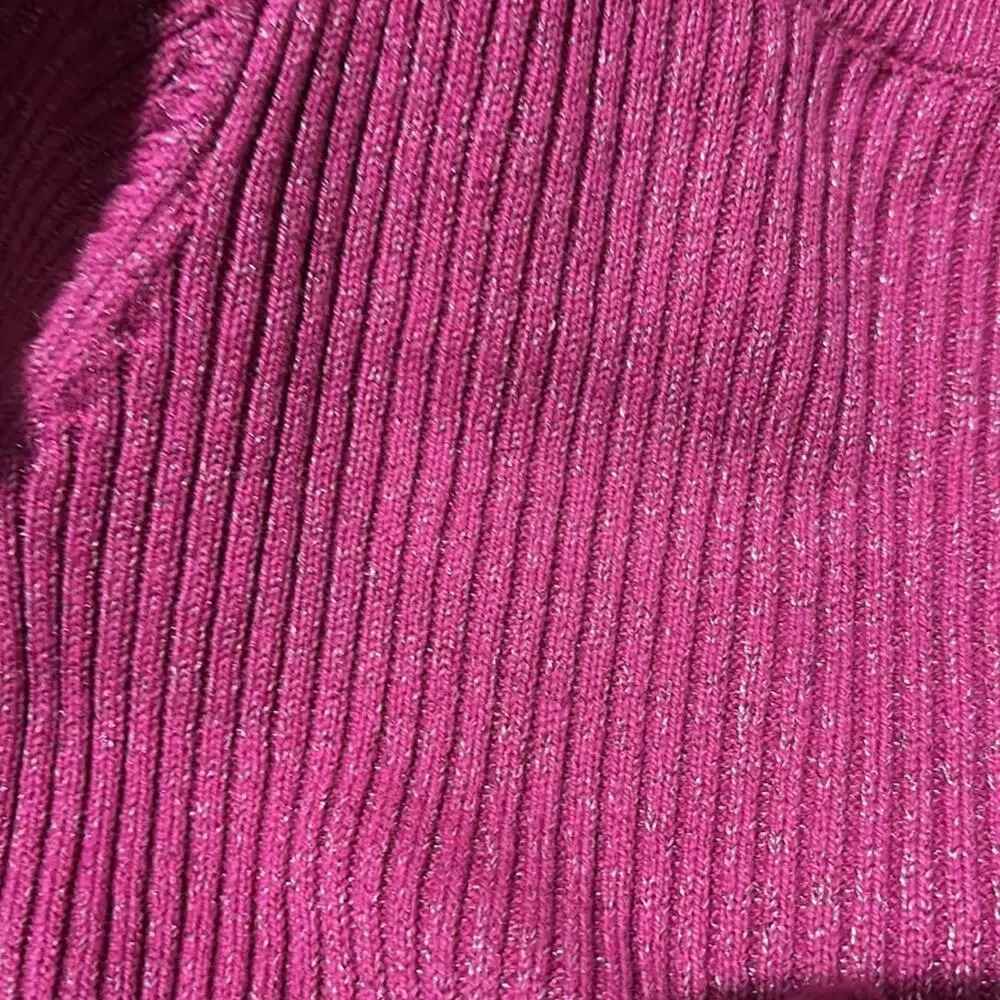 Cynthia Rowley 5/6 hot pink glitter sweater ruffled hemline stretch nwot perfect